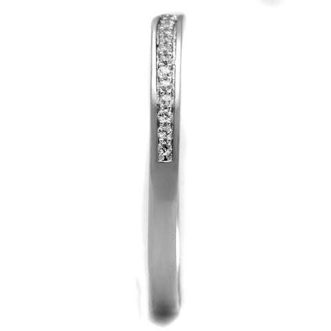 TS472 - Rhodium 925 Sterling Silver Ring with AAA Grade CZ  in Clear