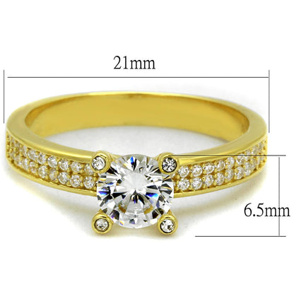 TS474 - Gold 925 Sterling Silver Ring with AAA Grade CZ  in Clear