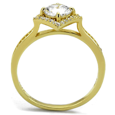 TS500 - Gold 925 Sterling Silver Ring with AAA Grade CZ  in Clear