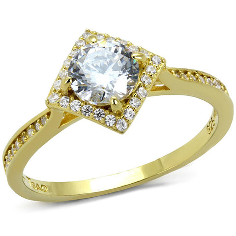 TS500 - Gold 925 Sterling Silver Ring with AAA Grade CZ  in Clear