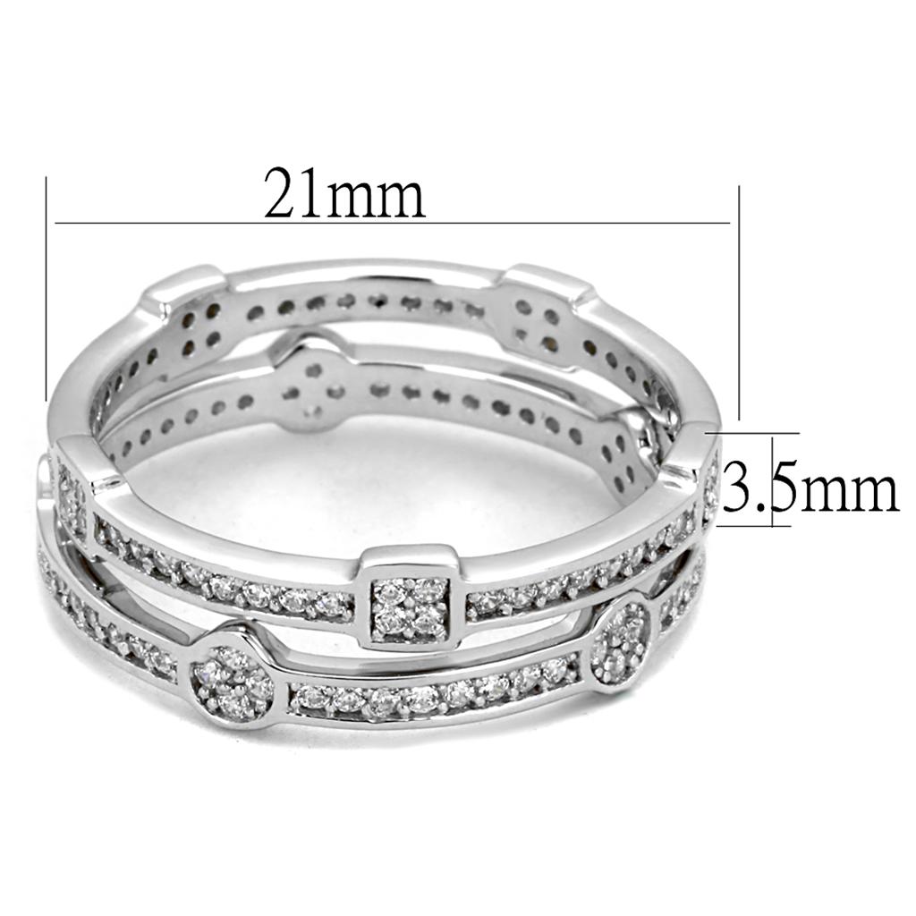 TS503 - Rhodium 925 Sterling Silver Ring with AAA Grade CZ  in Clear