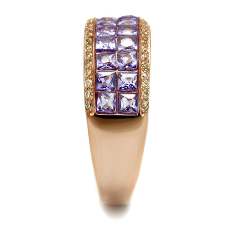 TS525 - Rose Gold 925 Sterling Silver Ring with AAA Grade CZ  in Amethyst