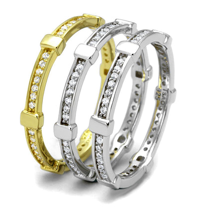 TS527 - Gold+Rhodium 925 Sterling Silver Ring with AAA Grade CZ  in Clear