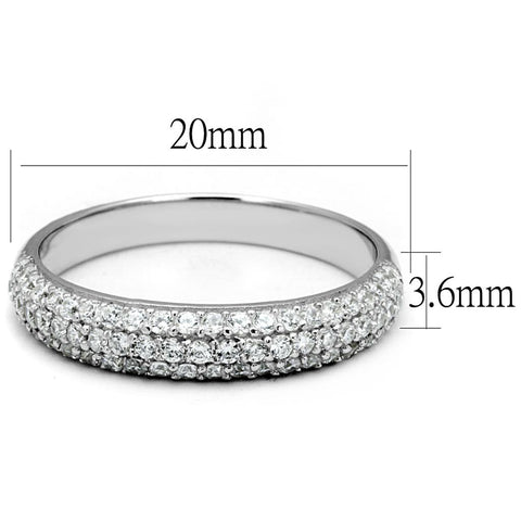 TS535 - Rhodium 925 Sterling Silver Ring with AAA Grade CZ  in Clear