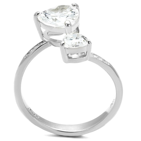 TS556 - Rhodium 925 Sterling Silver Ring with AAA Grade CZ  in Clear