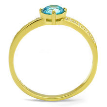 TS561 - Gold 925 Sterling Silver Ring with AAA Grade CZ  in Sea Blue