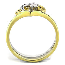 TS565 - Gold+Rhodium 925 Sterling Silver Ring with AAA Grade CZ  in Clear