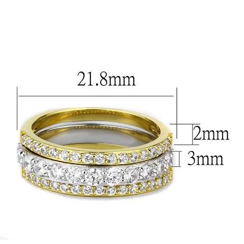 TS568 - Gold+Rhodium 925 Sterling Silver Ring with AAA Grade CZ  in Clear