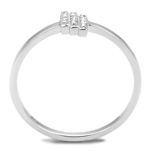 TS584 - Rhodium 925 Sterling Silver Ring with AAA Grade CZ  in Clear