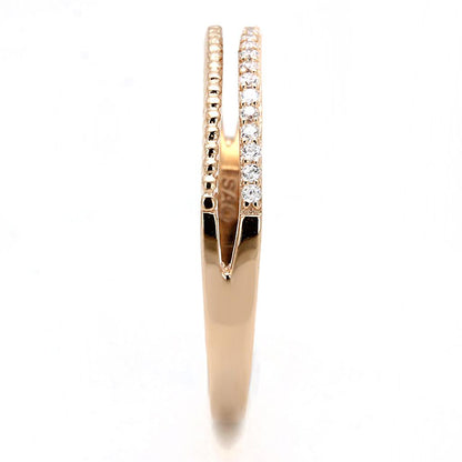 TS592 - Rose Gold 925 Sterling Silver Ring with AAA Grade CZ  in Clear