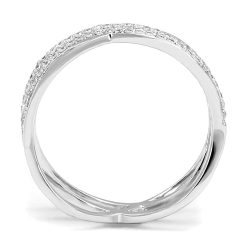 TS602 - Rhodium 925 Sterling Silver Ring with AAA Grade CZ  in Clear