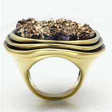VL085 - IP Gold(Ion Plating) Brass Ring with Synthetic Synthetic Stone in Champagne