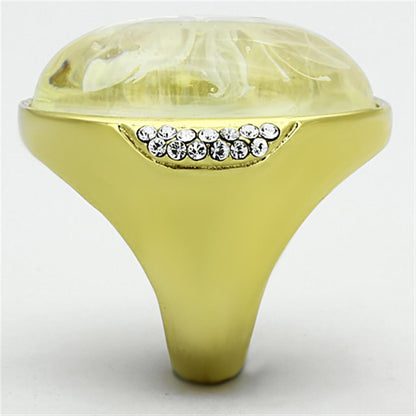 VL108 - IP Gold(Ion Plating) Stainless Steel Ring with Synthetic Synthetic Stone in Clear