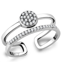 DA048 - High polished (no plating) Stainless Steel Ring with AAA Grade CZ  in Clear