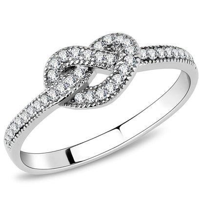 DA053 - High polished (no plating) Stainless Steel Ring with AAA Grade CZ  in Clear