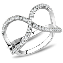 DA058 - High polished (no plating) Stainless Steel Ring with AAA Grade CZ  in Clear