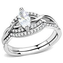 DA133 - High polished (no plating) Stainless Steel Ring with AAA Grade CZ  in Clear