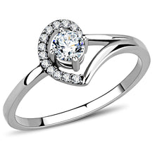 DA165 - High polished (no plating) Stainless Steel Ring with AAA Grade CZ  in Clear