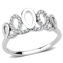 DA258 - High polished (no plating) Stainless Steel Ring with AAA Grade CZ  in Clear