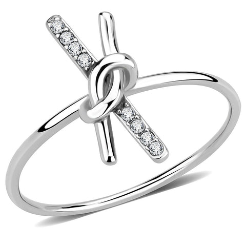 DA313 - No Plating Stainless Steel Ring with AAA Grade CZ  in Clear