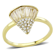 DA359 - IP Gold(Ion Plating) Stainless Steel Ring with AAA Grade CZ  in Clear