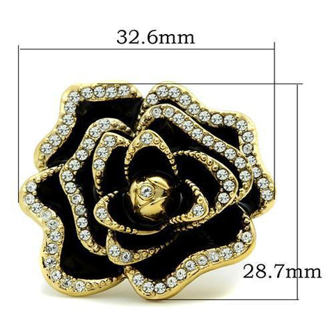 GL021 - IP Gold(Ion Plating) Brass Ring with Top Grade Crystal  in Clear