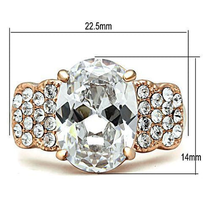 GL141 - IP Rose Gold(Ion Plating) Brass Ring with AAA Grade CZ  in Clear