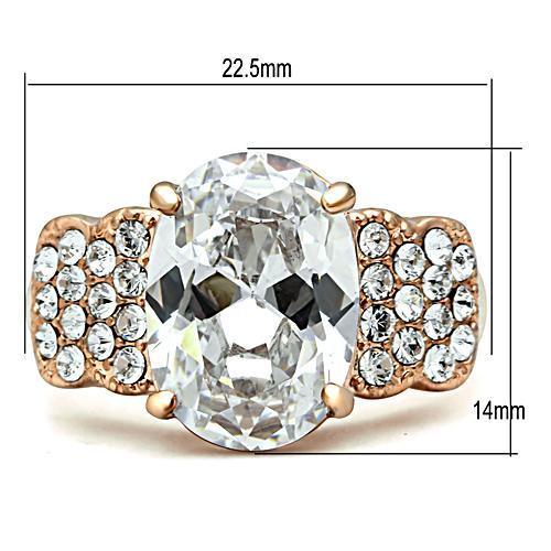 GL141 - IP Rose Gold(Ion Plating) Brass Ring with AAA Grade CZ  in Clear