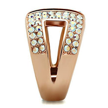 GL222 - IP Rose Gold(Ion Plating) Brass Ring with Top Grade Crystal  in Aurora Borealis (Rainbow Effect)