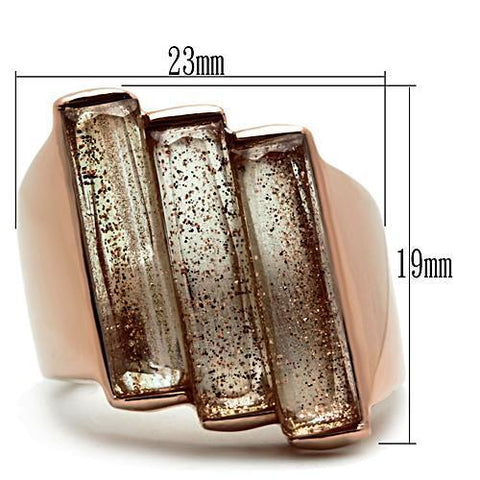 GL231 - IP Rose Gold(Ion Plating) Brass Ring with Synthetic Spinel in Topaz