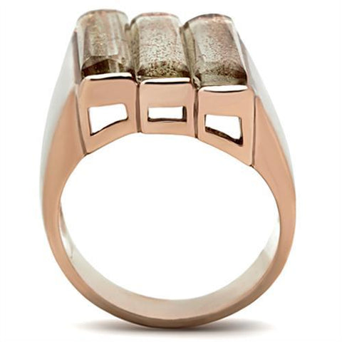 GL231 - IP Rose Gold(Ion Plating) Brass Ring with Synthetic Spinel in Topaz