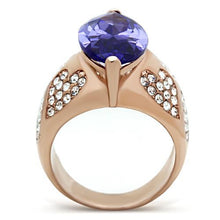 GL241 - IP Rose Gold(Ion Plating) Brass Ring with AAA Grade CZ  in Tanzanite