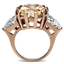 GL243 - IP Rose Gold(Ion Plating) Brass Ring with AAA Grade CZ  in Champagne