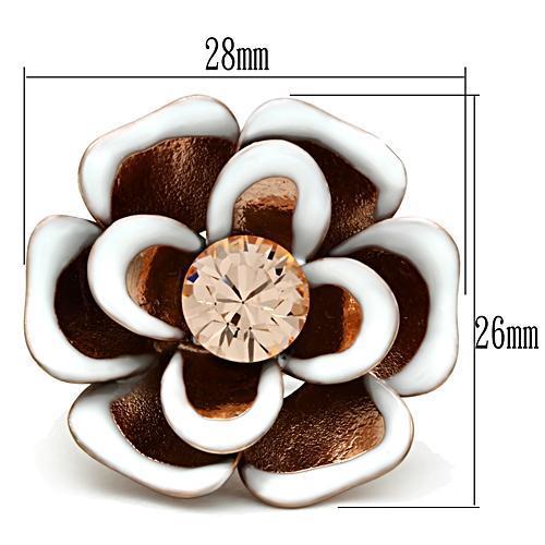 GL247 - IP Rose Gold(Ion Plating) Brass Ring with Top Grade Crystal  in Light Peach