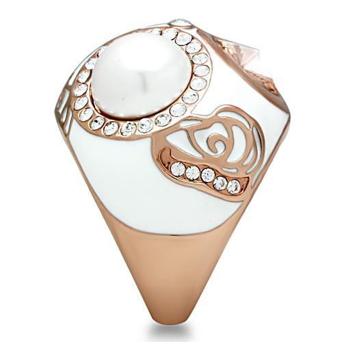GL248 - IP Rose Gold(Ion Plating) Brass Ring with Synthetic Synthetic Glass in Multi Color