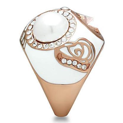 GL248 - IP Rose Gold(Ion Plating) Brass Ring with Synthetic Synthetic Glass in Multi Color