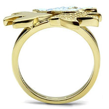 GL277 - IP Gold(Ion Plating) Brass Ring with Top Grade Crystal  in Multi Color