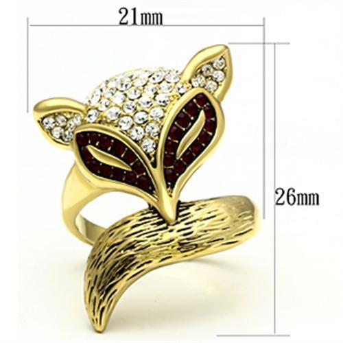 GL297 - IP Gold(Ion Plating) Brass Ring with Top Grade Crystal  in Multi Color