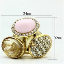 GL301 - IP Gold(Ion Plating) Brass Ring with Top Grade Crystal  in Multi Color