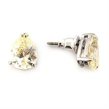 LO052 - Rhodium Brass Earrings with AAA Grade CZ  in Citrine Yellow