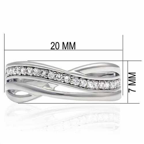 LO2058 - Rhodium Brass Ring with AAA Grade CZ  in Clear