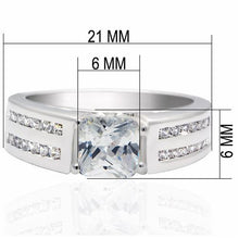 LO2070 - Rhodium Brass Ring with AAA Grade CZ  in Clear