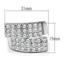 LO2095 - Rhodium Brass Ring with Top Grade Crystal  in Clear