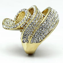 LO2472 - Gold Brass Ring with Top Grade Crystal  in Light Smoked