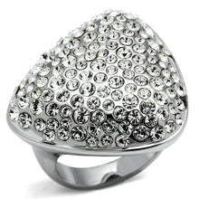 LO2515 - Rhodium Brass Ring with Top Grade Crystal  in Clear