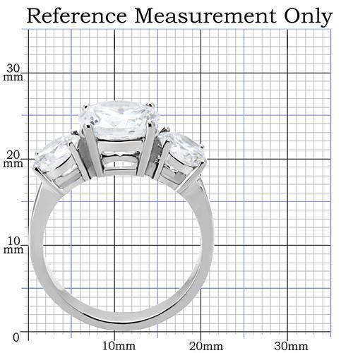 TK168 - High polished (no plating) Stainless Steel Ring with AAA Grade CZ  in Clear