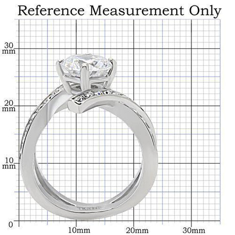 TK169 - High polished (no plating) Stainless Steel Ring with AAA Grade CZ  in Clear