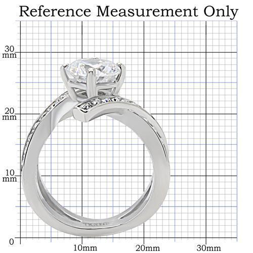 TK169 - High polished (no plating) Stainless Steel Ring with AAA Grade CZ  in Clear