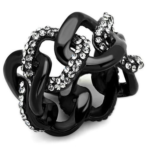 TK1731 - IP Black(Ion Plating) Stainless Steel Ring with Top Grade Crystal  in Black Diamond