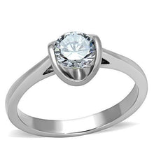 TK1763 - High polished (no plating) Stainless Steel Ring with AAA Grade CZ  in Clear